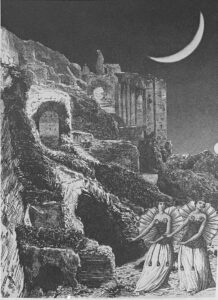 1987, Moon Piece Monologues. 6th illustration in Moon Piece Monologues. Included in Ecstatic Incisions on p.63.