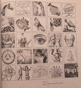 1989, "Boxes" (March 1989 t-shirt of the month). Included in Ecstatic Incisions, p.35.