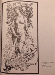 1989, "Miss Death and Sexuality of 1989". June 1989 t-shirt of the month. Included in Ecstatic Incisions, p.23.