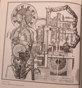 1989, "Spare Parts", February 1989 t-shirt of the month. Included in Ecstatic Incisions, p.38.