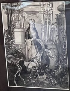 1991. "Our Lady of the Flayed Stallion", February 1991 t-shirt of the month. (Included in Ecstatic Incisions, p.24)