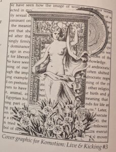 Cover graphic for Komotion: Live & Kicking #3. Included in Ecstatic Incisions, p.10.