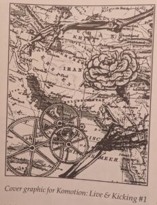 Cover graphic for Komotion: Live & Kicking #1. Included in Ecstatic Incisions, p.10.