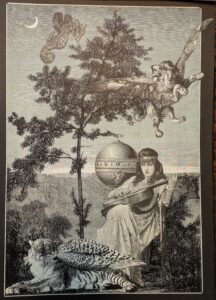 1990, "Music Has Charms ...." August 1990 t-shirt of the month. Collage, included in Ecstatic Incisions p.31