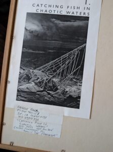 back of Catching Fish in Chaotic Waters, Nov. 1997 - collage illustration for "Against the Megamachine"